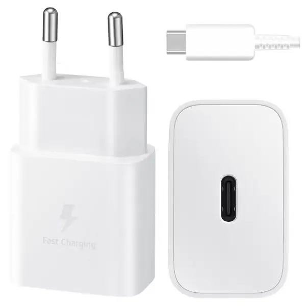 Samsung Adaptateur secteur original avec câble USB-C - Chargeur - Connexion USB-C et USB