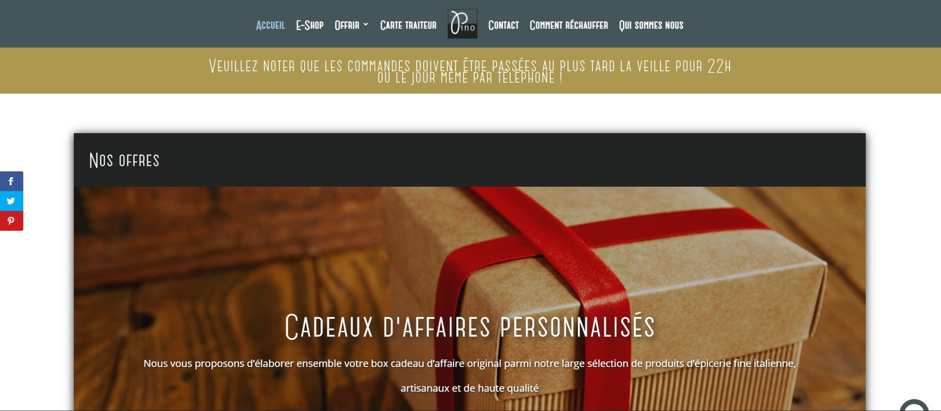 Page d'accueil d'un site wordpress